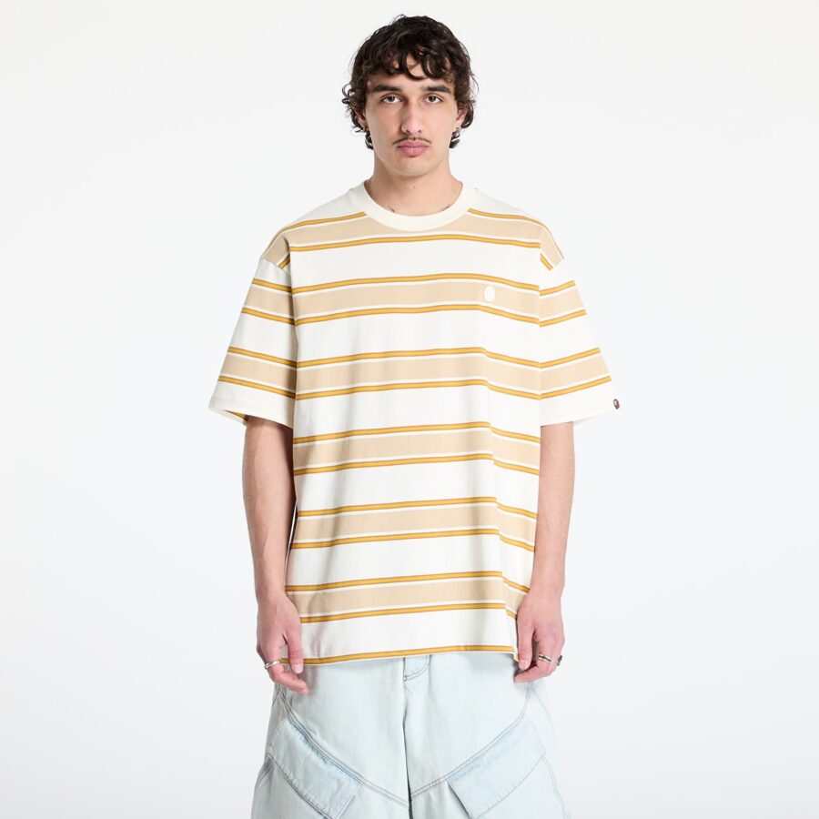 Póló A BATHING APE One Point Strip Relaxed Fit Tee UNISEX Ivory S-alacsony-ár