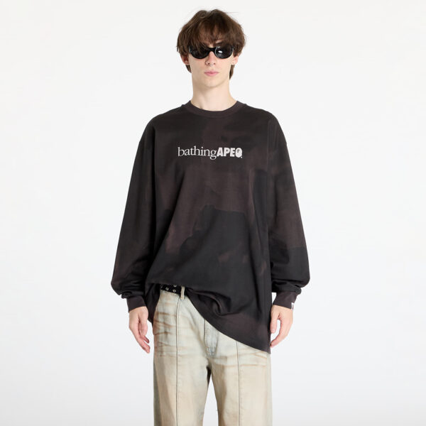 Póló A BATHING APE Overprint Logo Relaxed Fit Long Sleeve Tee Black L-alacsony-ár