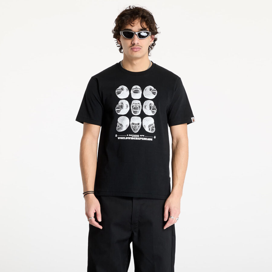 Póló A BATHING APE Polygon Ape Head UNISEX Tee Black S-alacsony-ár