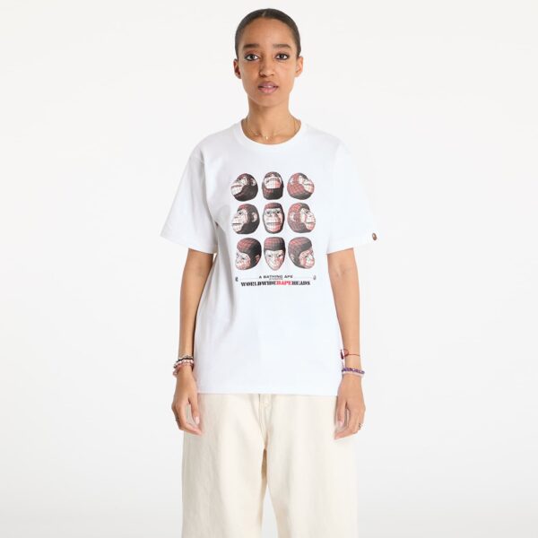 Póló A BATHING APE Polygon Ape Head UNISEX Tee White S-alacsony-ár