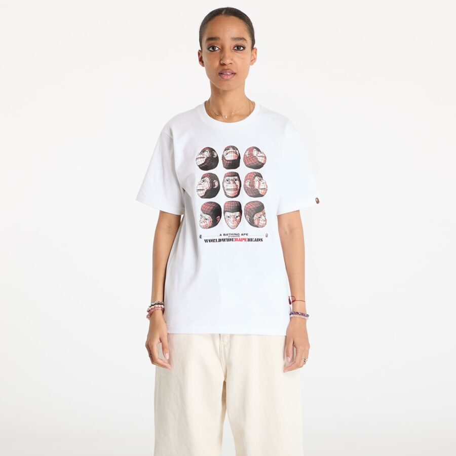 Póló A BATHING APE Polygon Ape Head UNISEX Tee White S-alacsony-ár