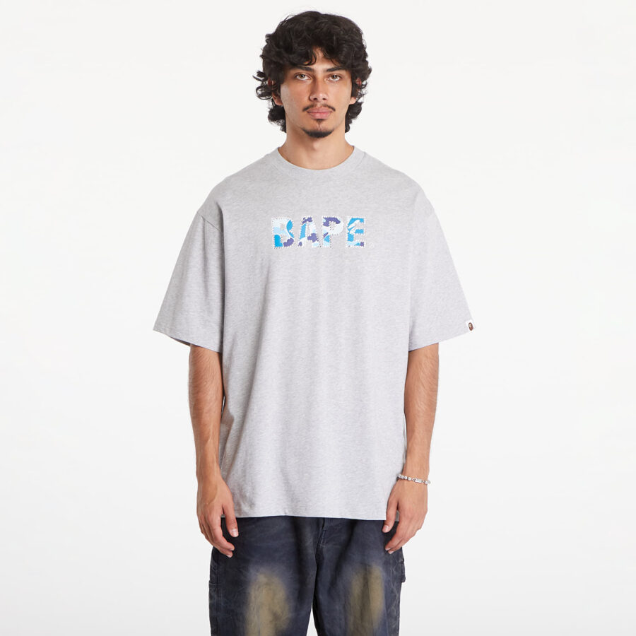 Póló A BATHING APE Rhinestone Logo Relaxed Fit Short Sleeve Tee Gray L-alacsony-ár