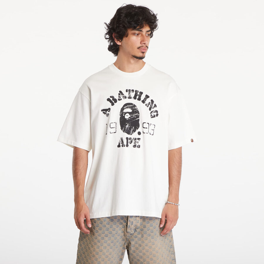 Póló A BATHING APE Screen Print College Relaxed Fit Short Sleeve Tee Ivory XXL-alacsony-ár