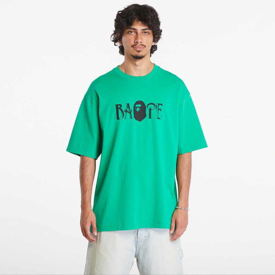 Póló A BATHING APE Screen Print Logo Relaxed Fit Short Sleeve Tee Green XL-alacsony-ár
