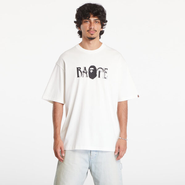 Póló A BATHING APE Screen Print Logo Relaxed Fit Short Sleeve Tee Ivory XXL-alacsony-ár