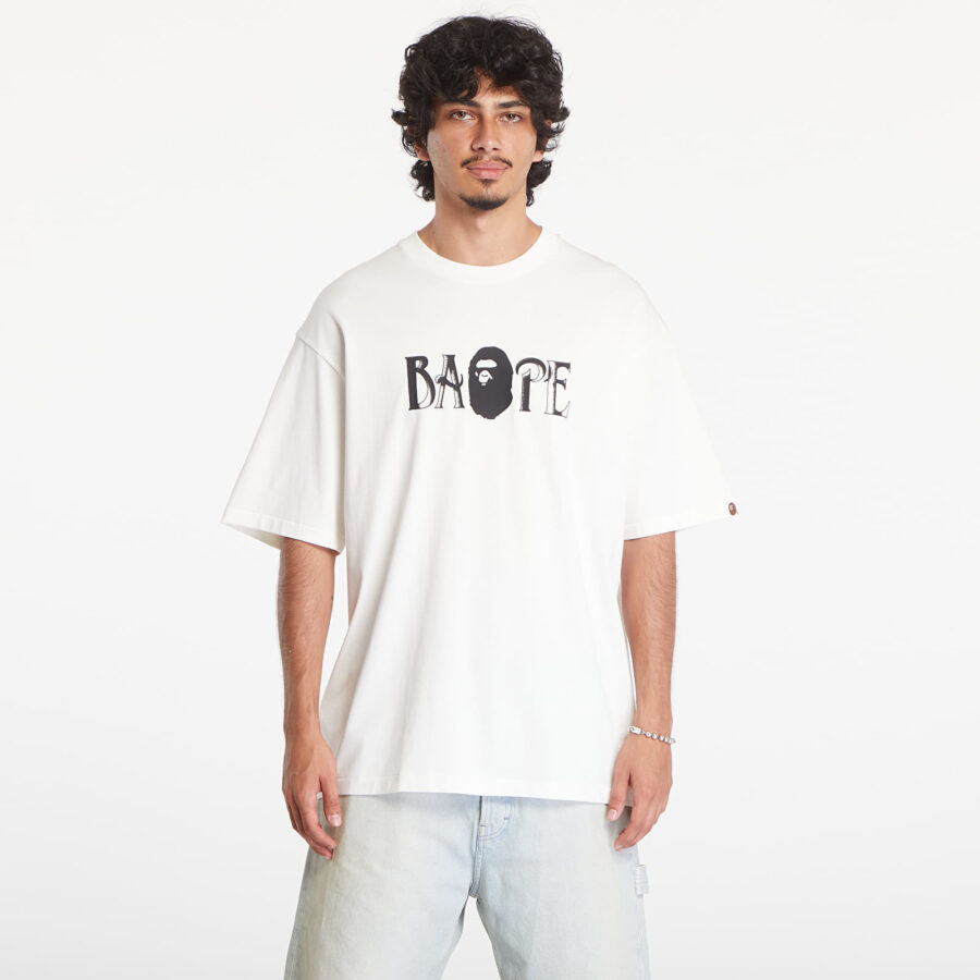 Póló A BATHING APE Screen Print Logo Relaxed Fit Short Sleeve Tee Ivory XXL-alacsony-ár