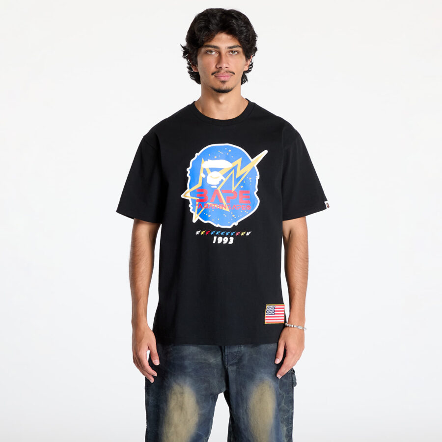 Póló A BATHING APE Space Ape Head Tee Black S-alacsony-ár