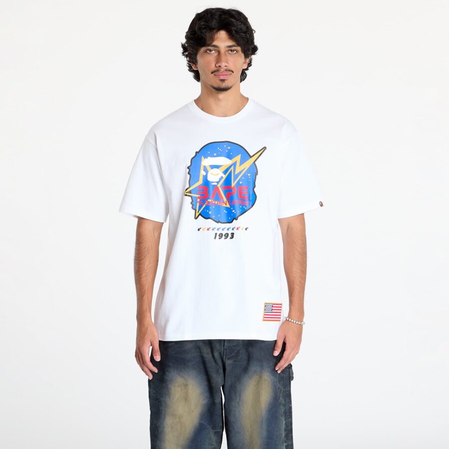 Póló A BATHING APE Space Ape Head Tee White S-alacsony-ár