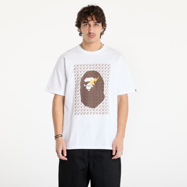 Póló A BATHING APE Sta Houndstooth Ape Head Tee White/ Brown XXL-alacsony-ár