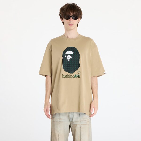 Póló A BATHING APE Sta Houndstooth By Bathing Ape Relaxed Fit Tee M Beige XXL-alacsony-ár