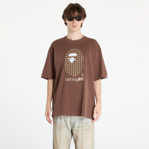 Póló A BATHING APE Sta Houndstooth By Bathing Ape Relaxed Fit Tee M Brown XL-alacsony-ár