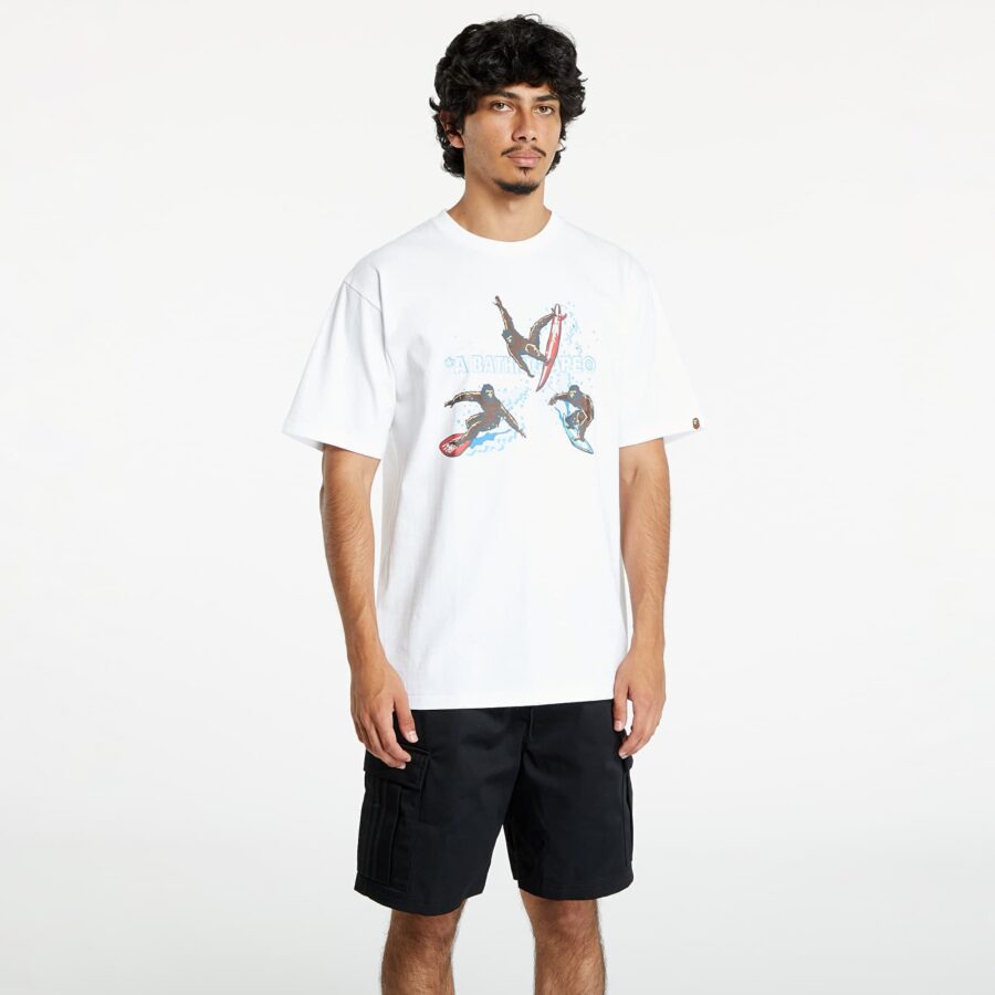 Póló A BATHING APE Surfing Apes Tee White S-alacsony-ár