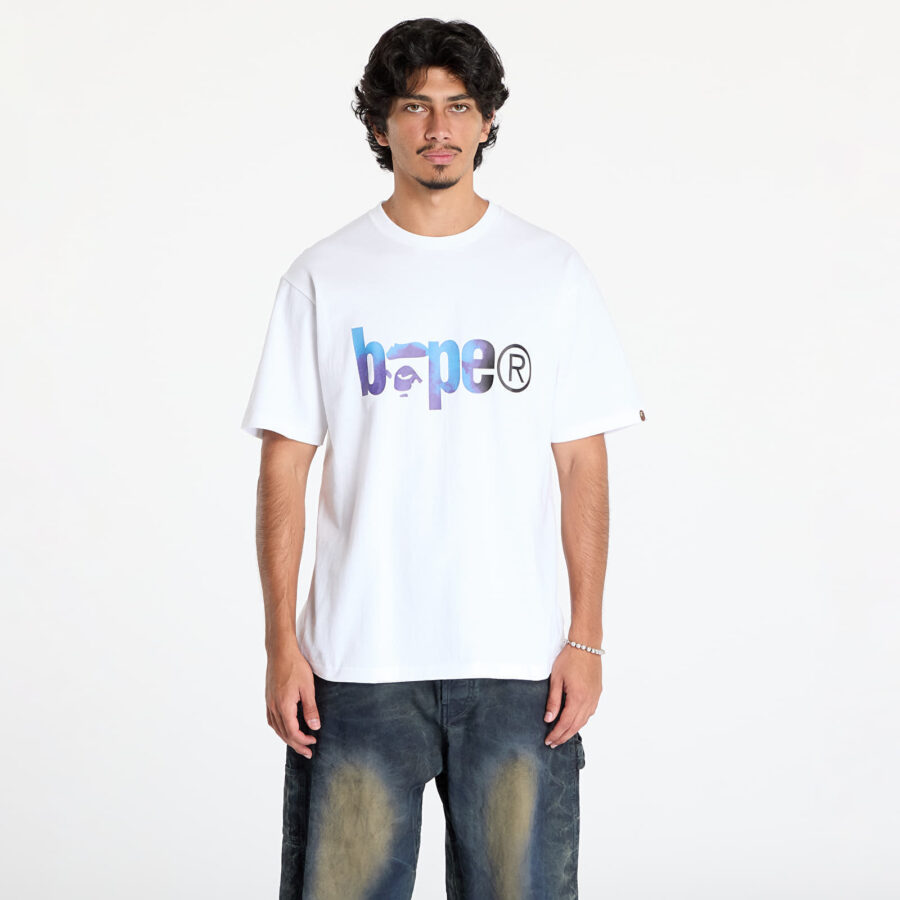 Póló A BATHING APE Tie Dye Bape Logo Tee White/ Black XXXL-alacsony-ár