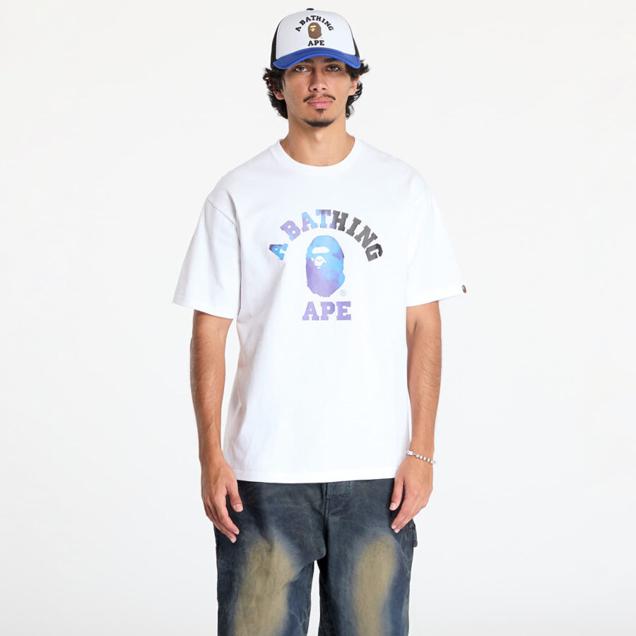 Póló A BATHING APE Tie Dye College Tee White/ Black XXXL-alacsony-ár