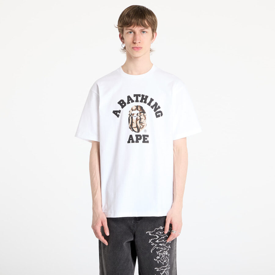 Póló A BATHING APE Trial Camo College Tee UNISEX White L-alacsony-ár