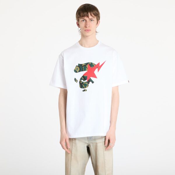 Póló A BATHING APE Trial Camo Face Sta Tee UNISEX White S-alacsony-ár