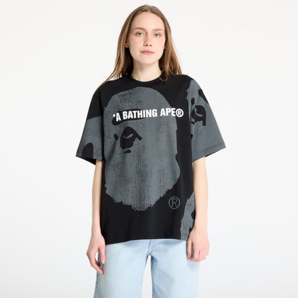 Póló A BATHING APE Water Print Ape Head Relaxed Fit Tee UNISEX Black M-alacsony-ár