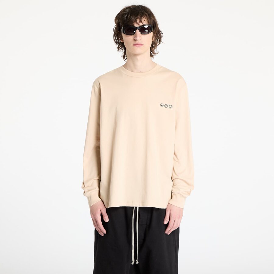 Póló A.P.C. Long Sleeve Adresse T-Shirt UNISEX Beige XXL-alacsony-ár