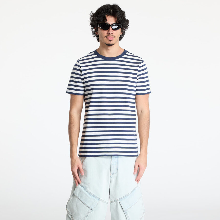 Póló A.P.C. Standard Striped T-Shirt UNISEX Dark Navy/ White L-alacsony-ár