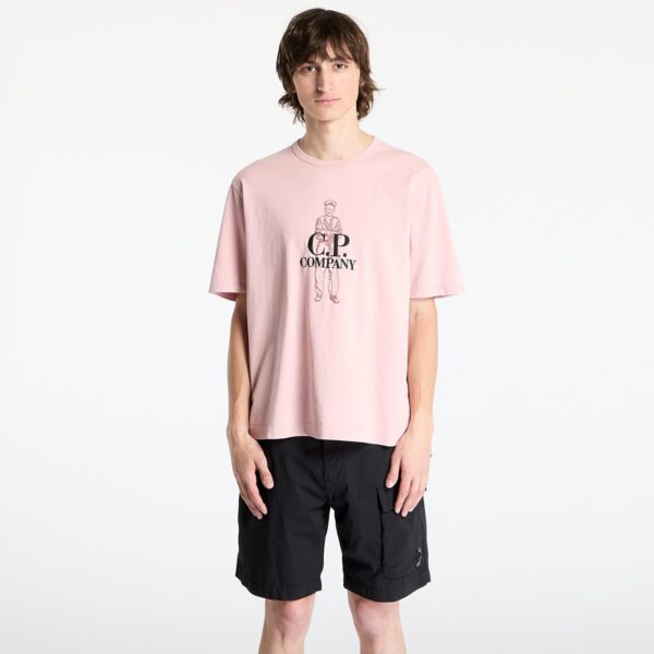 Póló C.P. Company 1020 Jersey Logo T-Shirt Misty Rose Pink L-alacsony-ár