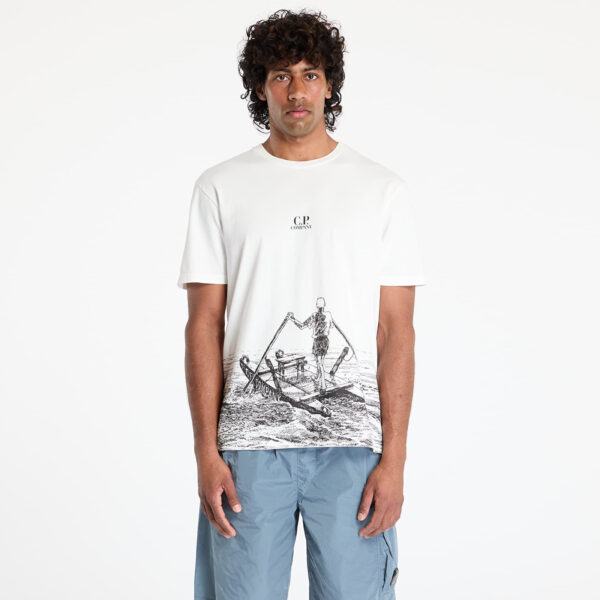 Póló C.P. Company Graphic-Print T-Shirt Gauze White L-alacsony-ár