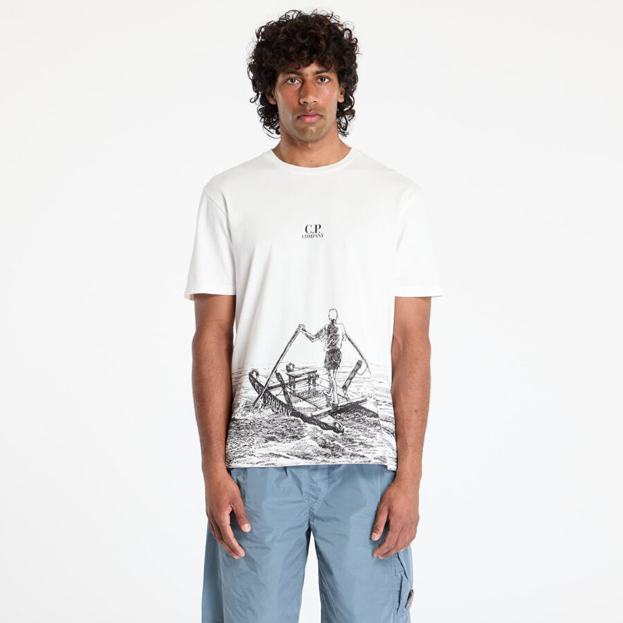 Póló C.P. Company Graphic-Print T-Shirt Gauze White L-alacsony-ár