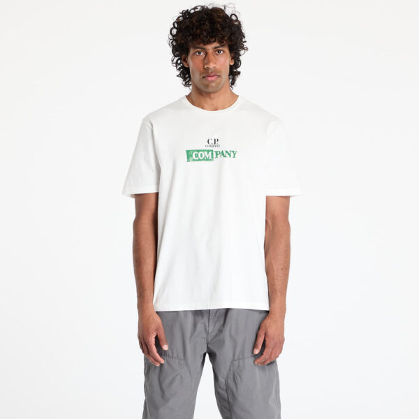 Póló C.P. Company Logo-Print Jersey T-Shirt Gauze White M-alacsony-ár