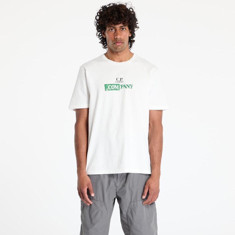 Póló C.P. Company Logo-Print Jersey T-Shirt Gauze White M-alacsony-ár