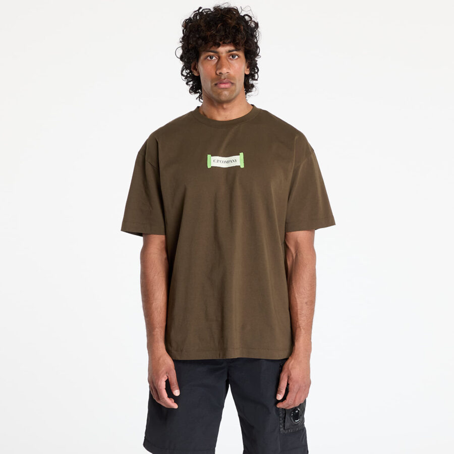 Póló C.P. Company Logo-Print T-Shirt Ivy Green XXL-alacsony-ár