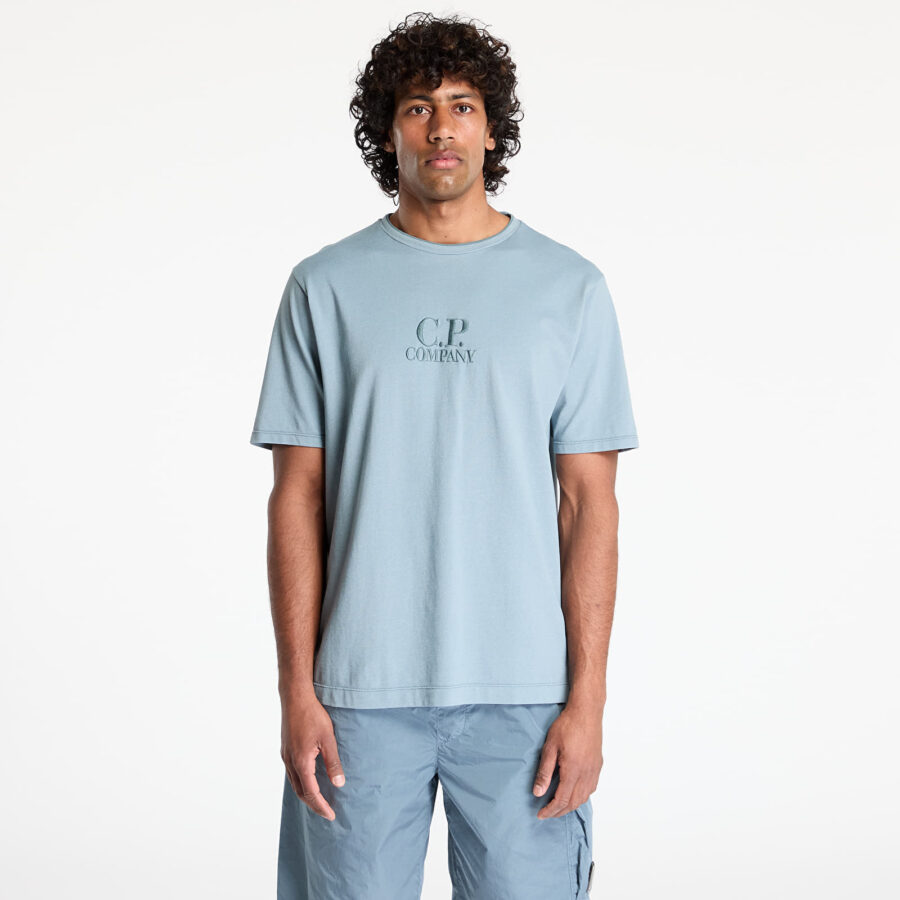 Póló C.P. Company Tacting Piquet Embroidery T-Shirt Stormy Weather S-alacsony-ár