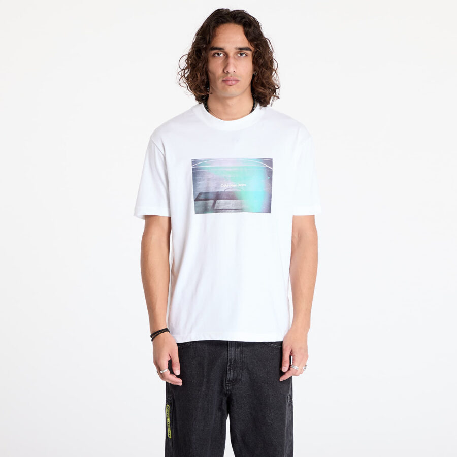 Póló Calvin Klein Jeans Basketball Court Graphictee White M-alacsony-ár
