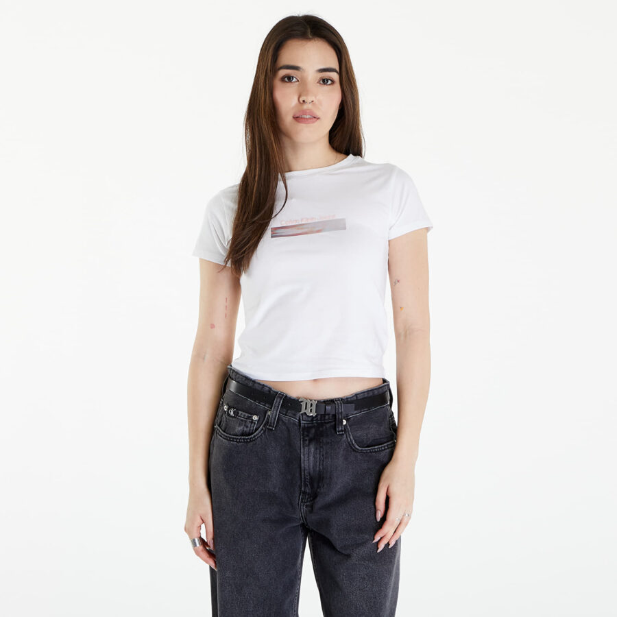Póló Calvin Klein Jeans Diffused Box Fitted Short Sleeve Tee Bright White L-alacsony-ár