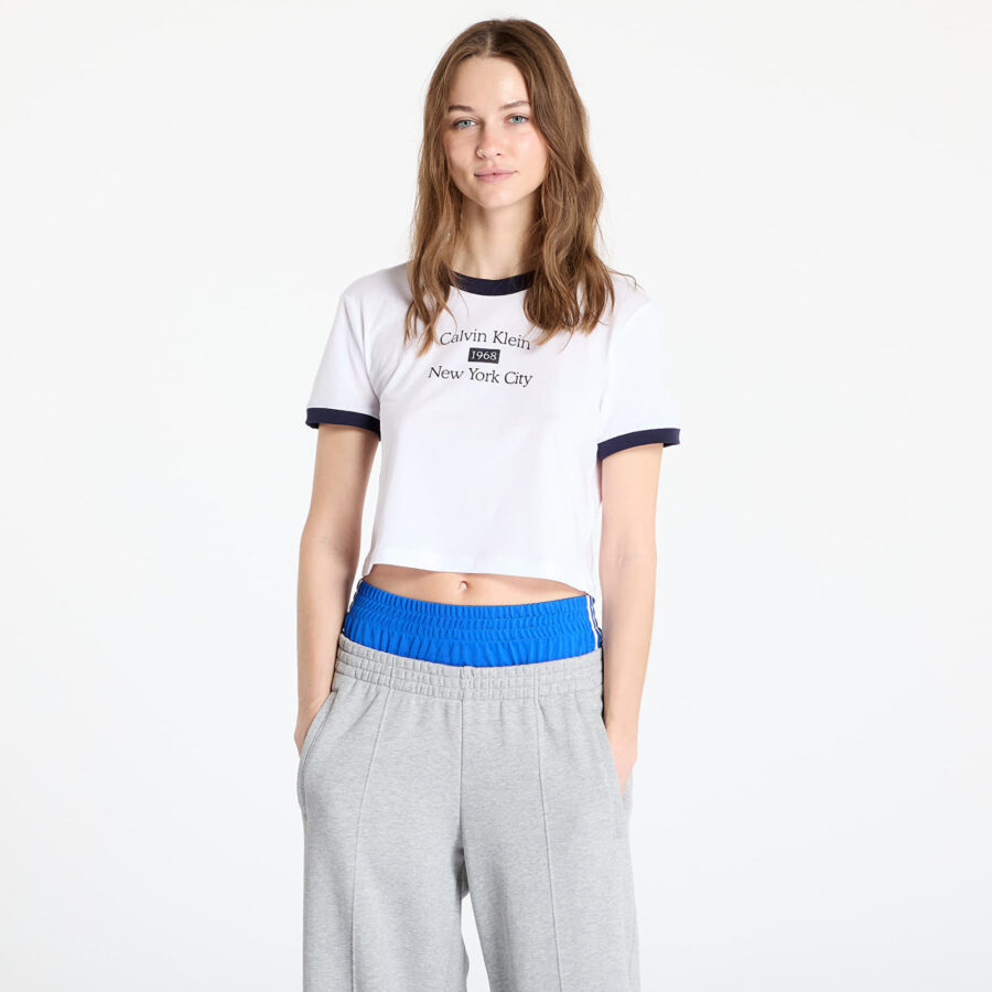 Póló Calvin Klein Jeans Drapey Jersey Crop Brilliant White/ Baritone Blue XS-alacsony-ár