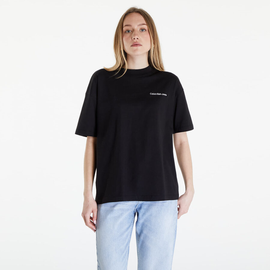 Póló Calvin Klein Jeans Embroidered Slogan Back Tee Black S-alacsony-ár