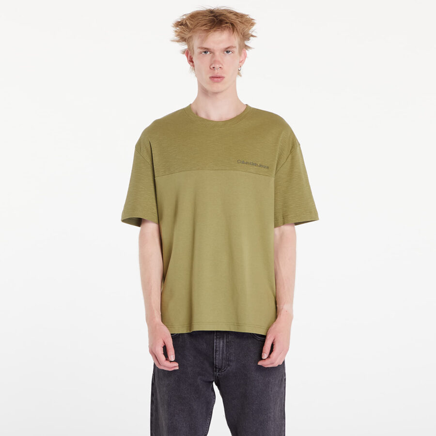 Póló Calvin Klein Jeans Texture Mix Cotton T-Shirt Dark Juniper S-alacsony-ár