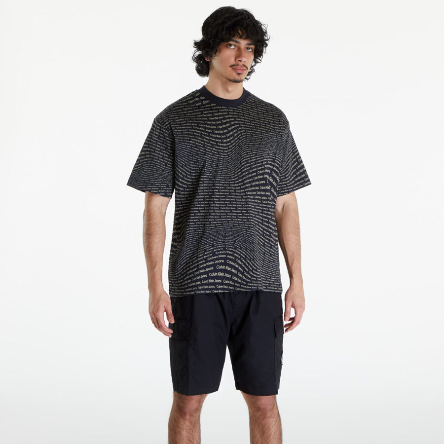 Póló Calvin Klein Jeans Warp Logo T-Shirt Black S-alacsony-ár