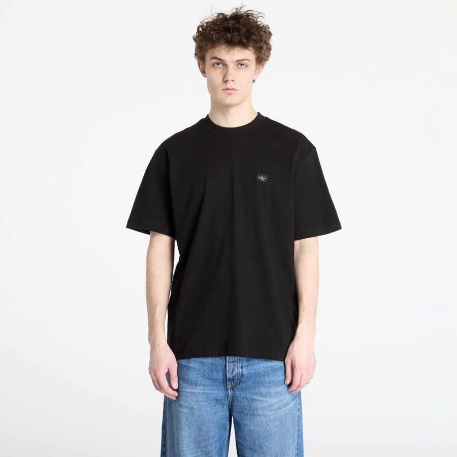 Póló Calvin Klein Jeans Woven Label Relaxed Tee Black S-alacsony-ár
