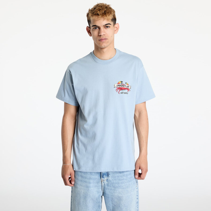 Póló Carhartt WIP Crab Paint Short Sleeve T-Shirt UNISEX Frosted Blue XS-alacsony-ár