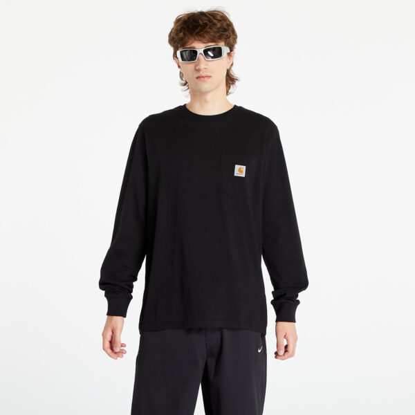 Póló Carhartt WIP Longsleeve Pocket T-Shirt UNISEX Black XS-alacsony-ár