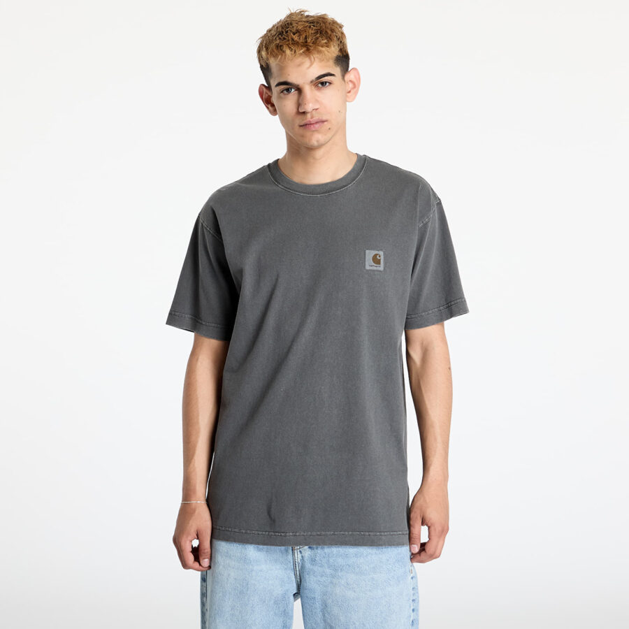 Póló Carhartt WIP Nelson Short Sleeve T-Shirt UNISEX Graphite Garment Dyed XS-alacsony-ár