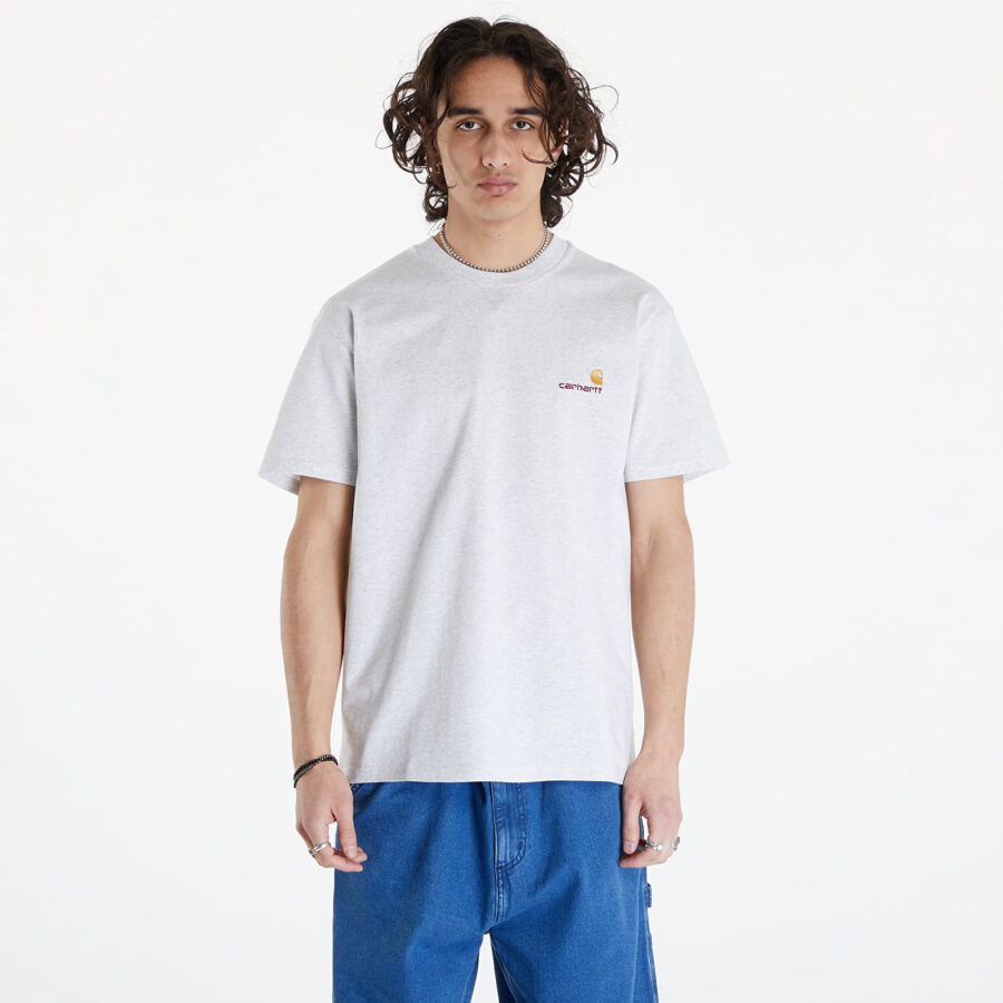 Póló Carhartt WIP S/S American Script T-Shirt UNISEX Ash Heather M-alacsony-ár