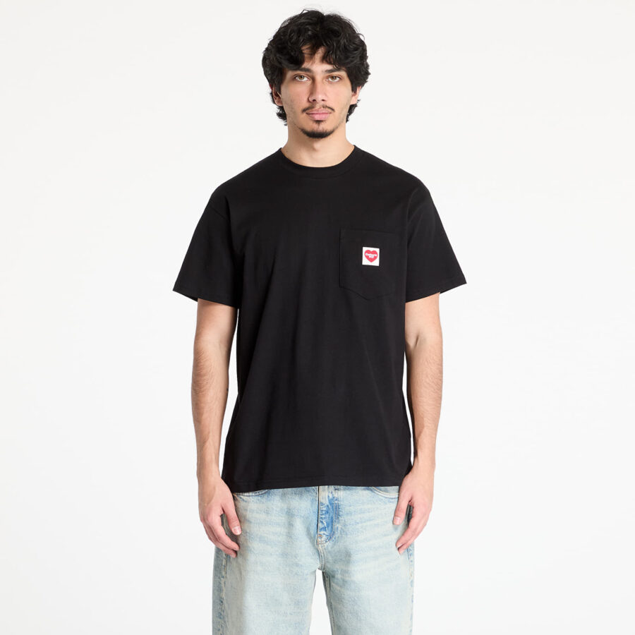 Póló Carhartt WIP S/S Pocket Heart T-Shirt UNISEX Black/ Red L-alacsony-ár