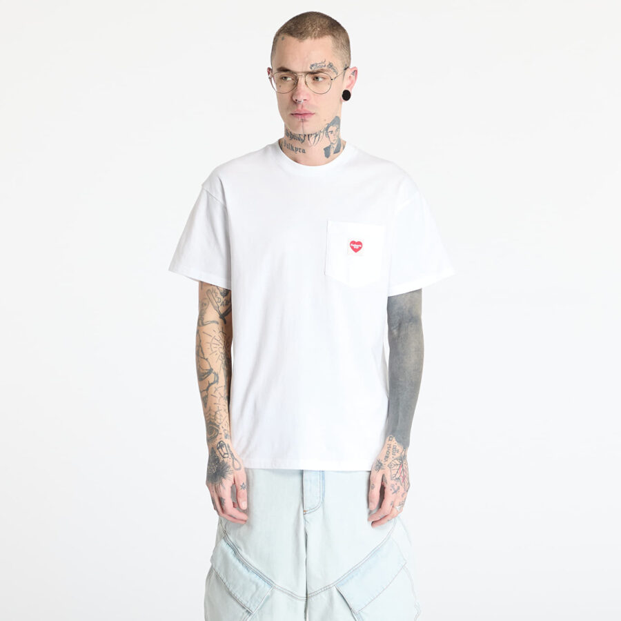 Póló Carhartt WIP S/S Pocket Heart T-Shirt UNISEX White/ Red XS-alacsony-ár