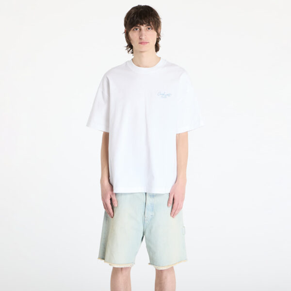Póló Carhartt WIP Shortsleeve Signature Script T-Shirt UNISEX White/ Dusty Ice M-alacsony-ár
