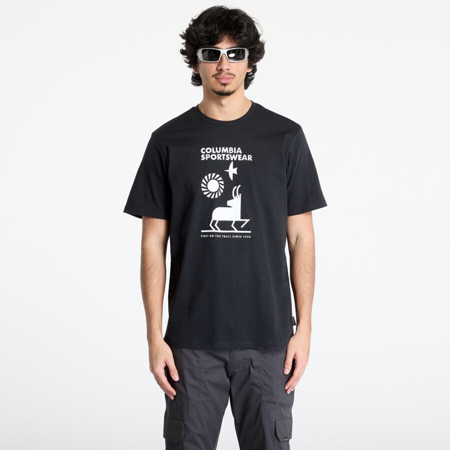 Póló Columbia Explorers Canyon™ SS Tee Black/ Naturally Outdoor S-alacsony-ár