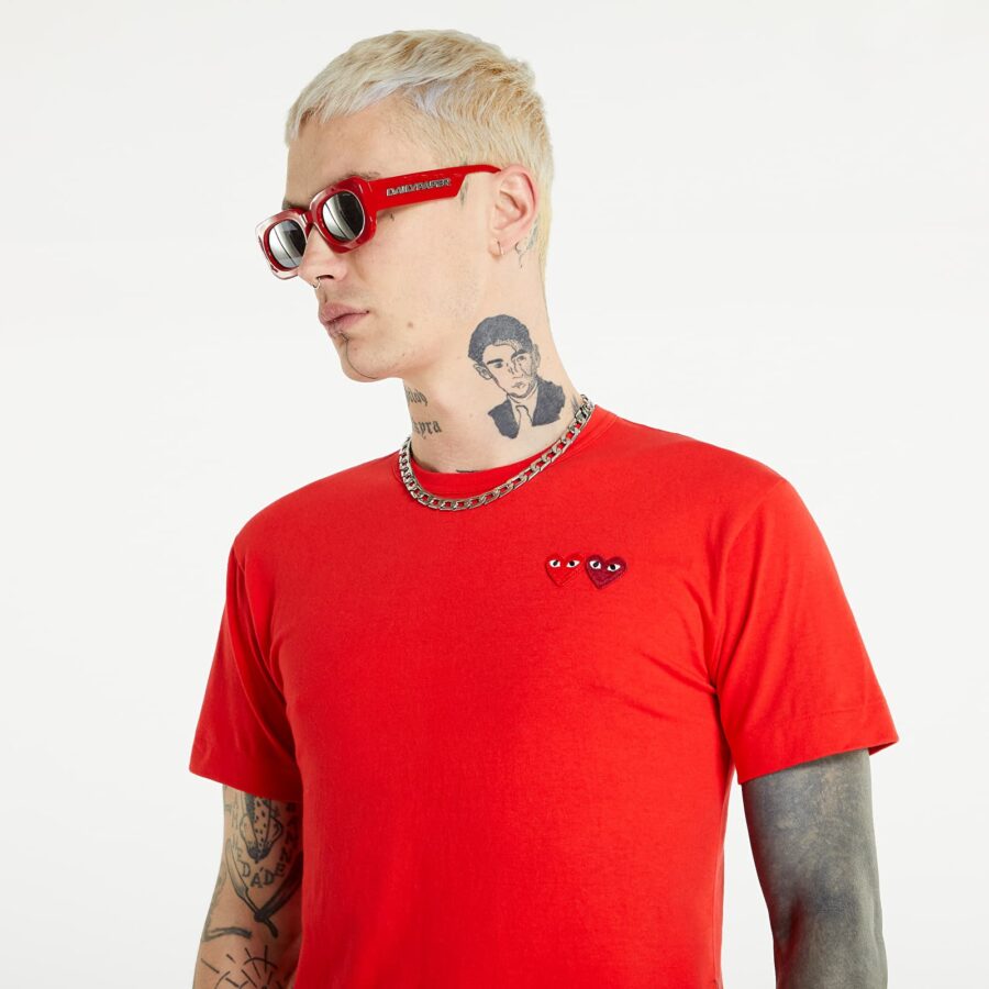 Póló Comme des Garçons PLAY Double Heart Tee Red XXL-alacsony-ár