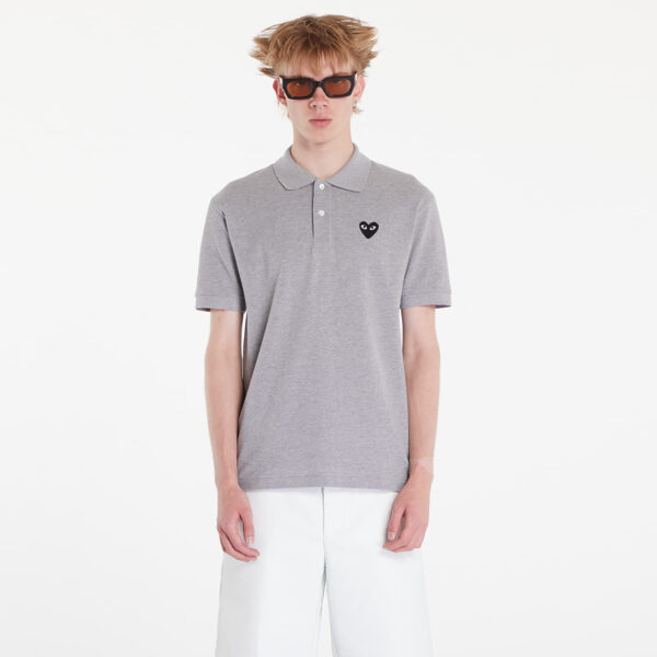 Póló Comme des Garçons PLAY Emblem Knit Short Sleeve Tee UNISEX Grey S-alacsony-ár