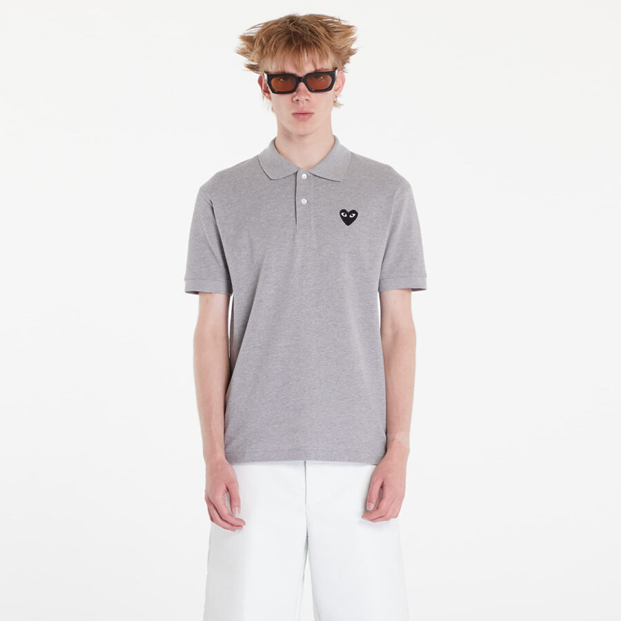 Póló Comme des Garçons PLAY Emblem Knit Short Sleeve Tee UNISEX Grey S-alacsony-ár