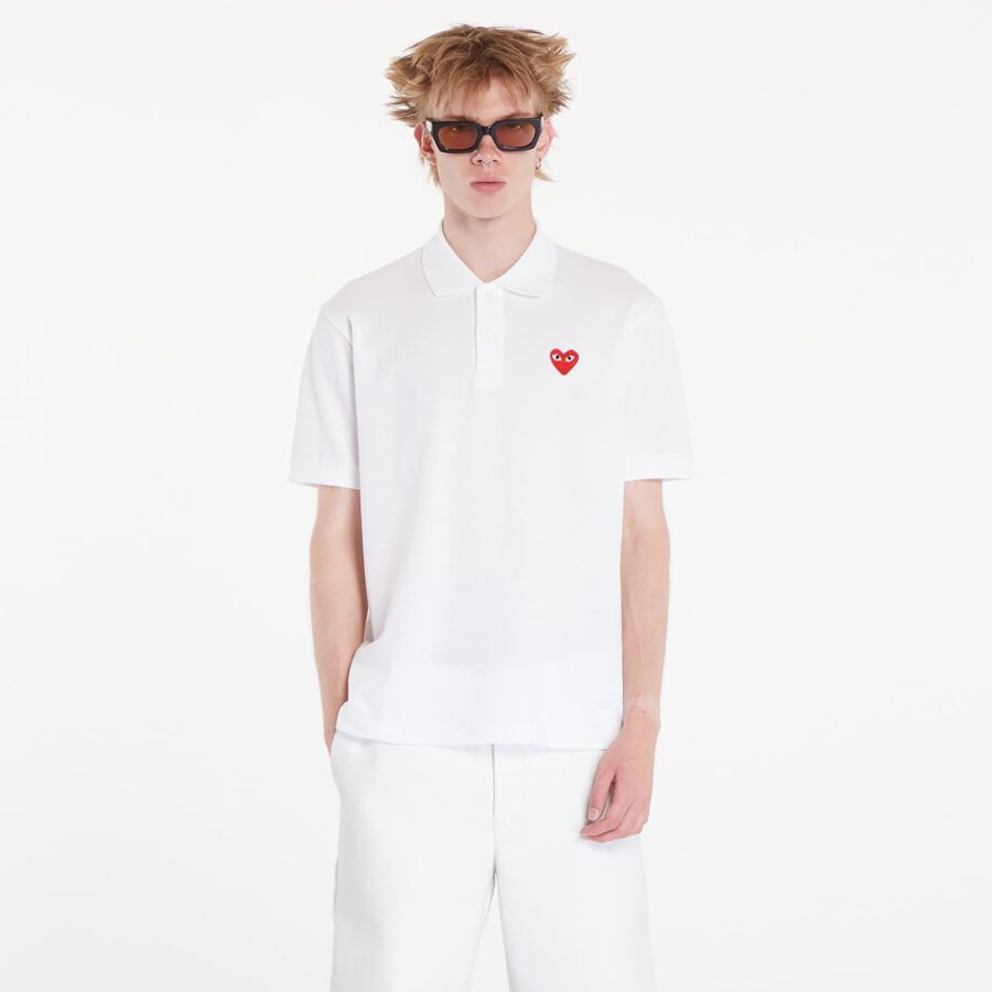 Póló Comme des Garçons PLAY Emblem Knit Short Sleeve Tee UNISEX White XXL-alacsony-ár