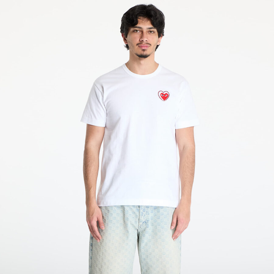 Póló Comme des Garçons PLAY Emblem x Metalstone T-Shirt UNISEX White/ Red M-alacsony-ár